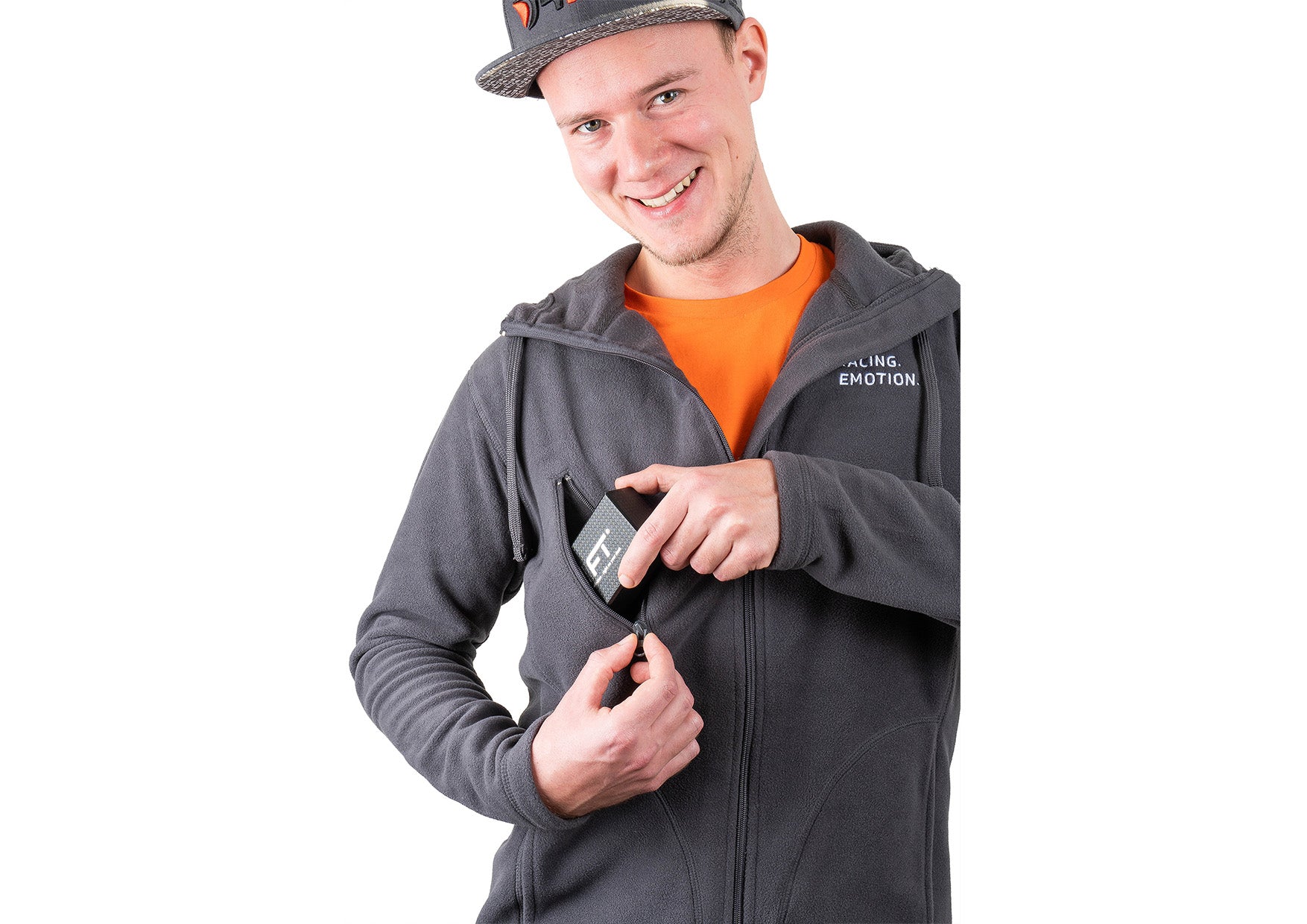 RACING EMOTION Hooded Fleece Jacket - dark grey